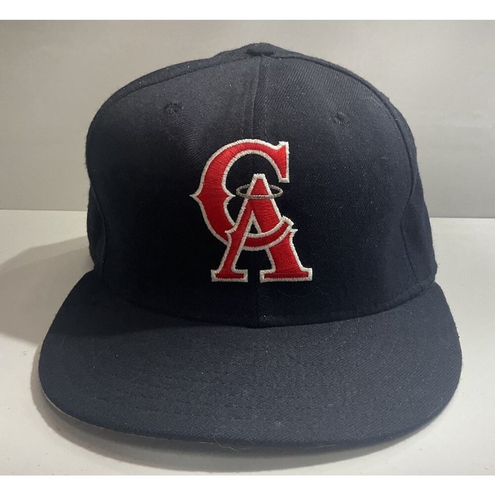 Vtg 1993 California Angels New Era 5950 Pro Model Hat 100% Wool USA 7 3/8 Halo